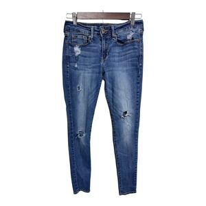 Denizen From Levi's Distressed Jegging Jeans Skinny Fit Blue Stretch Womens 5/27